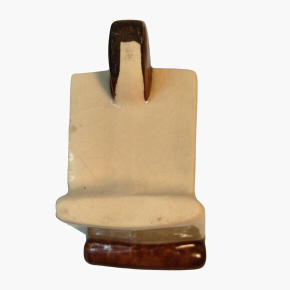 Ceramic Wheelbarrow Toothpick Holder Cart Tan Brown Handle Vintage 1950 MCM - Picture 7 of 9